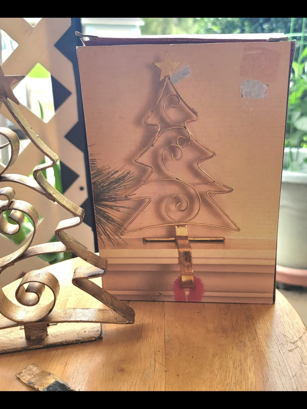 Vintage Holiday By Kirkland's Metal Wire Christmas Tree Mantel  Stocking Holder